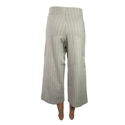 Jones New York Women's Gray Pinstriped Wide Leg Cropped Trousers Pants Size XS