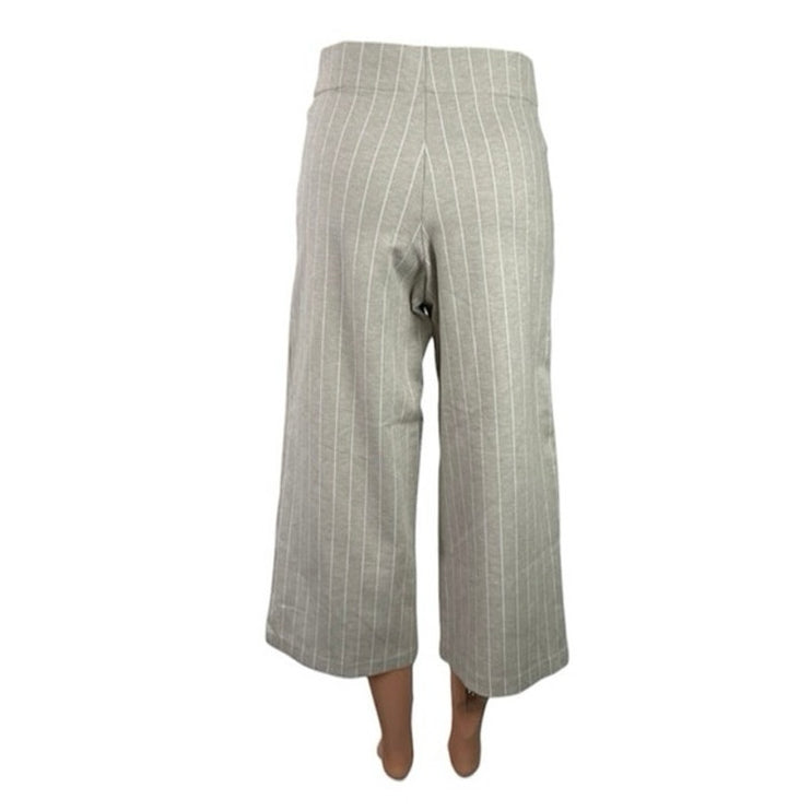 Jones New York Women's Gray Pinstriped Wide Leg Cropped Trousers Pants Size XS