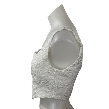 Princess Polly Women's White Corset Bustier Textured Sleeveless Cami Crop Top 6