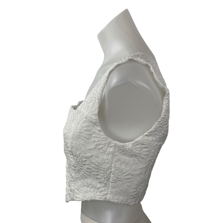 Princess Polly Women's White Corset Bustier Textured Sleeveless Cami Crop Top 6