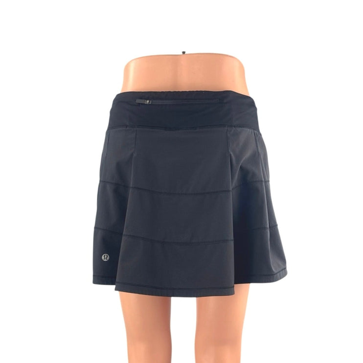 Lululemon Pace Rival Black Mid Rise Athletic Tennis Mini A-Line Skort Skirt Sz 4