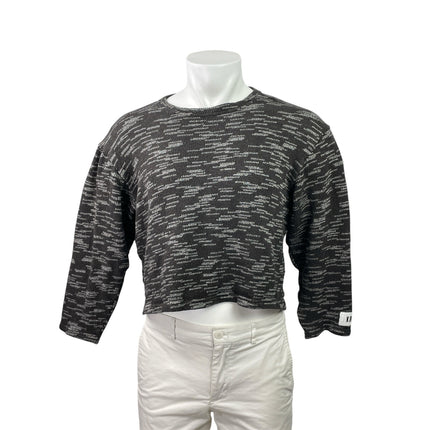 KROST Granite Mens Black Crew Neck Long Sleeve Cropped Sweater Tee Top Size M