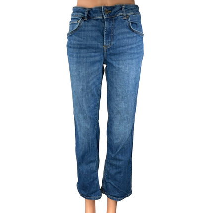 Zara Women's Blue Medium Wash Mid Rise Crop Flared Bootcut Denim Jeans Size 10