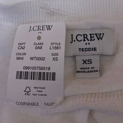 NEW J.Crew Women's White Knit Long Sleeve Crew Neck Teddie Sweater Top Size XS
