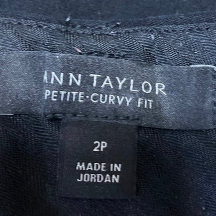 Ann Taylor Petite Curvy Fit Black Mid Rise Cropped Trousers Dress Pants Size 2P