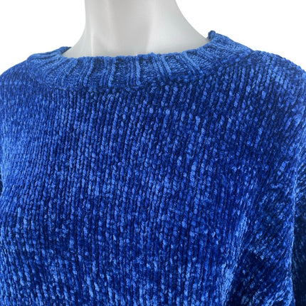 Sanctuary Women's Blue Ribbed Knit Long Sleeve Cozy Crew Neck Sweater Top Size S