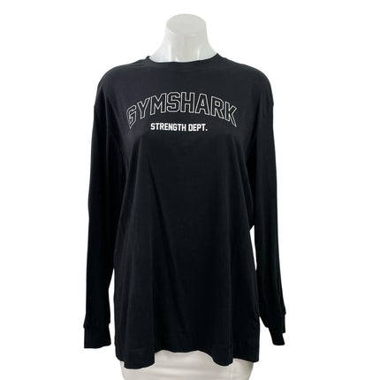Gymshark Women's Black Strength Dept Long Sleeve Crewneck Sweatshirt Top Size M