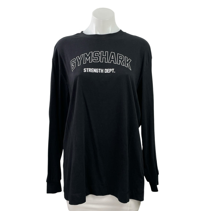 Gymshark Women's Black Strength Dept Long Sleeve Crewneck Sweatshirt Top Size M