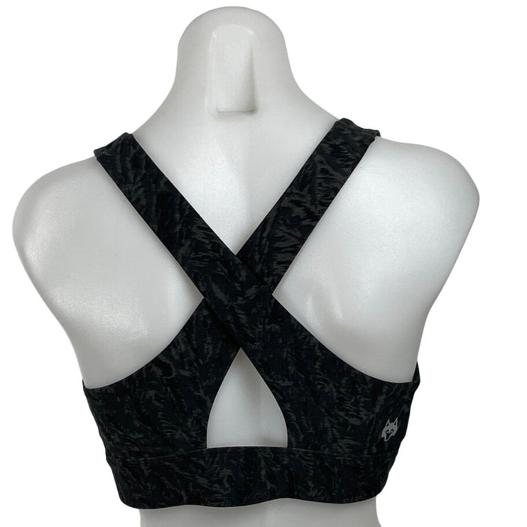 Greyson Black Gray Printed Cross Back Yoga Athletic Sports Bra Crop Top Size M