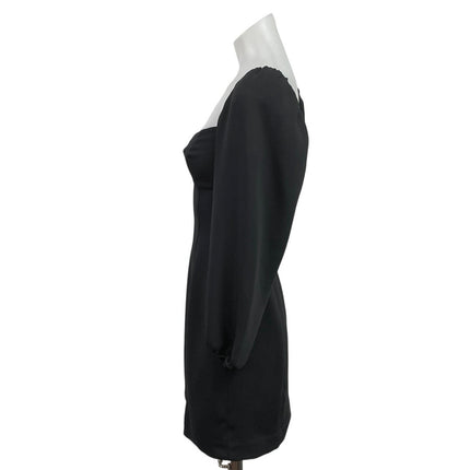 Aritzia Wilfred Novella Black Puff Long Sleeve Slit Mini Shift A-Line Dress Sz S