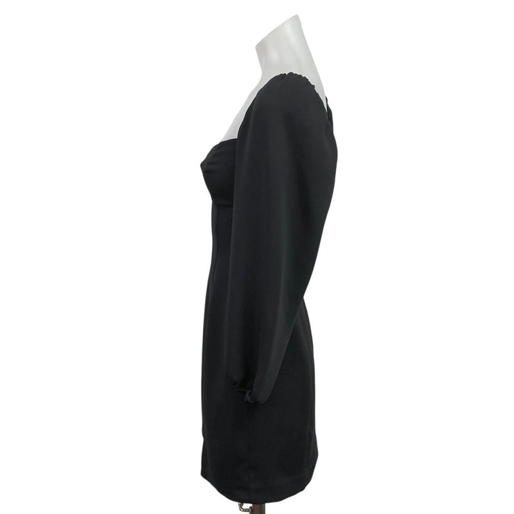 Aritzia Wilfred Novella Black Puff Long Sleeve Slit Mini Shift A-Line Dress Sz S