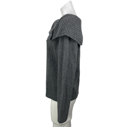 Ann Taylor Women's Gray Knit Shawl Long Sleeve Pullover Sweater Top Size LP