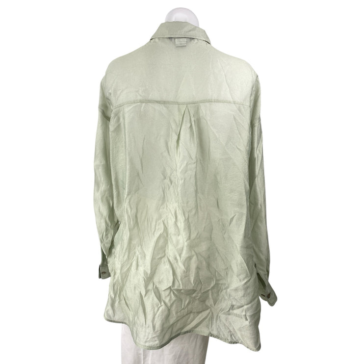 Urban Revivo Women's Sage Green Long Sleeve Collared Button Down Shirt Top Sz 4