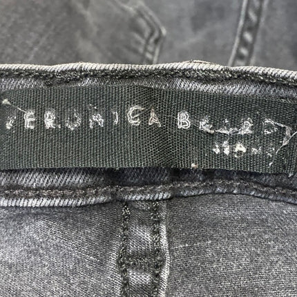 Veronica Beard Kareena Black Feather Trim High Rise Skinny Denim Jeans Pants 25