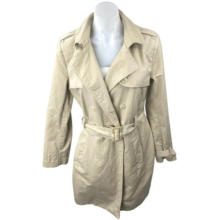 Tommy Hilfiger Women's Khaki Double Breasted Tie Waist Trench Coat Jacket Size M