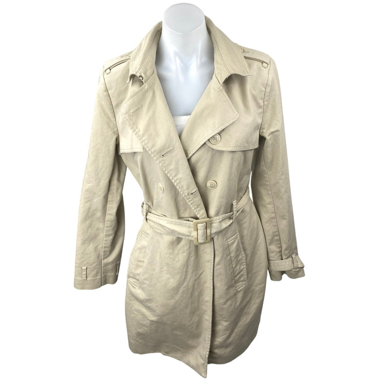 Tommy Hilfiger Women's Khaki Double Breasted Tie Waist Trench Coat Jacket Size M