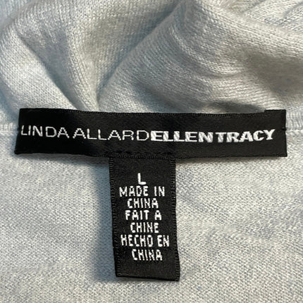 Linda Allard Ellen Tracy Gray 100% Cashmere V Neck Short Sleeve Tee Top Size L