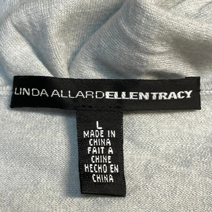 Linda Allard Ellen Tracy Gray 100% Cashmere V Neck Short Sleeve Tee Top Size L