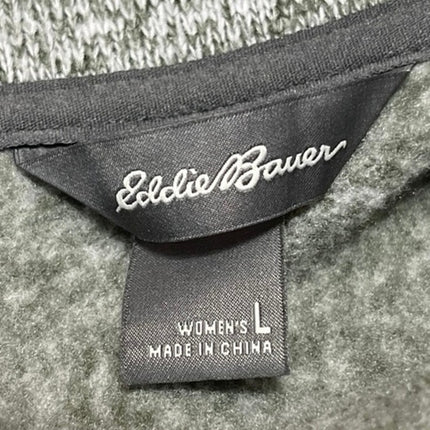 Eddie Bauer Women's Gray Sleeveless Turtleneck Fleece Full Zip Sweater Vest L