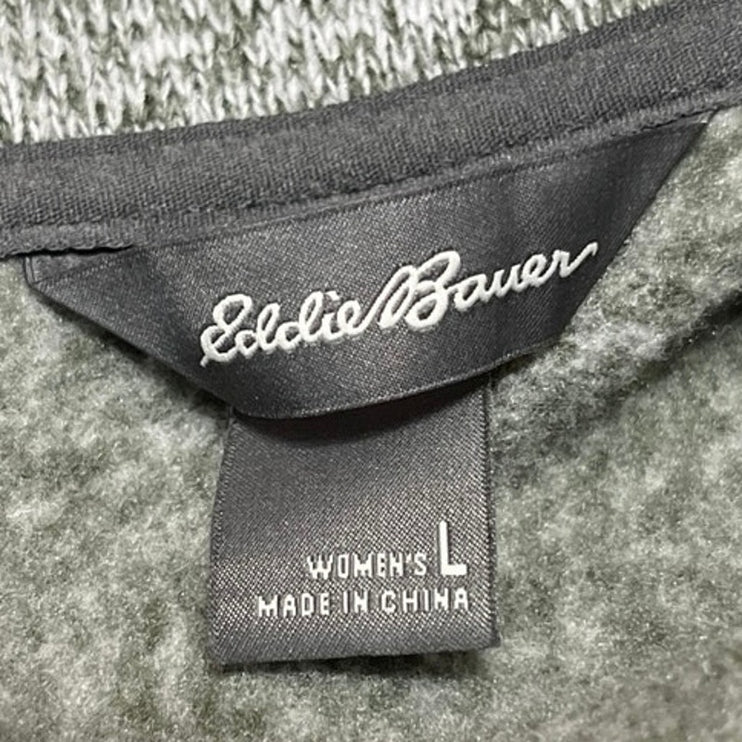 Eddie Bauer Women's Gray Sleeveless Turtleneck Fleece Full Zip Sweater Vest L