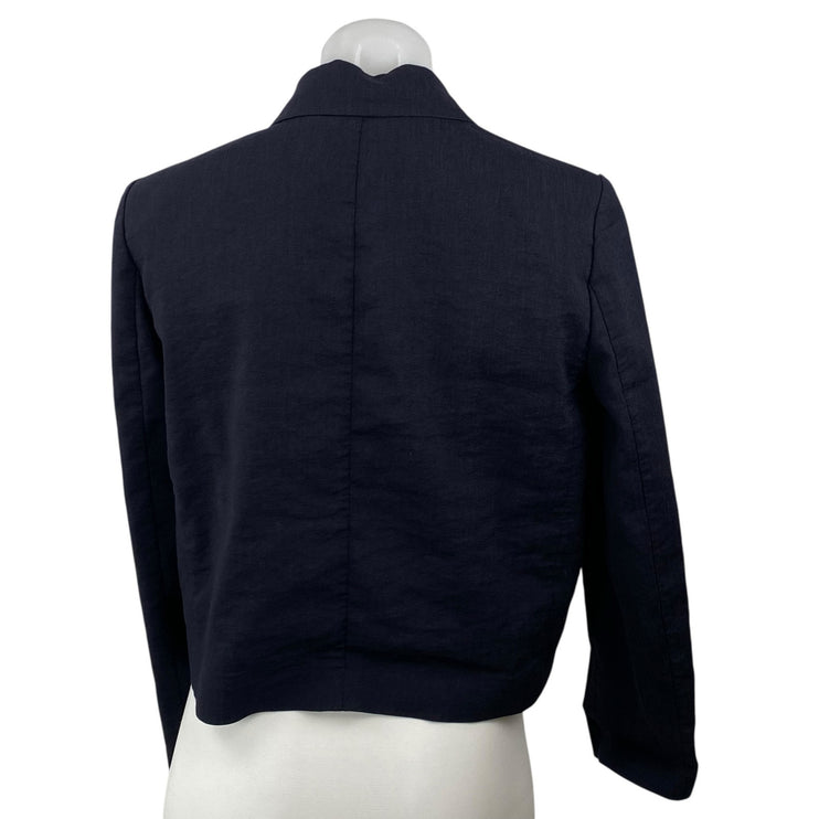 LIST Women's Black Double Breasted Peak Lapel Cropped Blazer Coat Jacket Size S