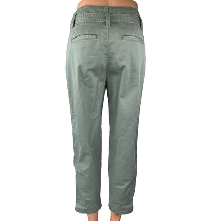 Gap Women's Green High Waist Belted Pleated Straight Tapered Trousers Pants 0