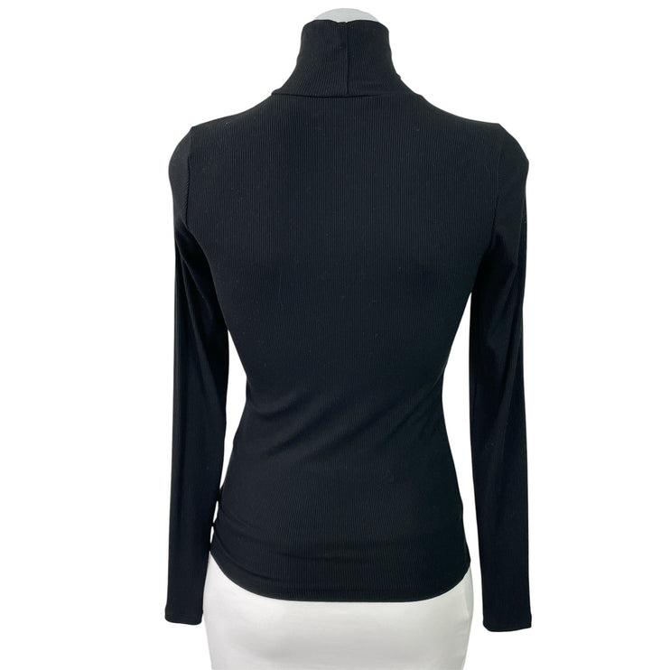 Aritzia Wilfred Women's Black Turtleneck Ribbed Knit Long Sleeve Sweater Top S