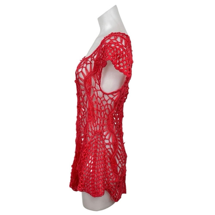 Spiaggia Dolce Lace Crochet Tunic Beach Cover Up Mini Flare A-Line Dress Sz L/XL