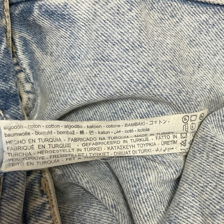 Zara Women's Blue Light Wash High Rise Distressed Wide Leg Denim Jeans Size 8