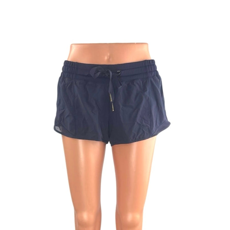 Lululemon Navy Blue Reflective Mesh Yoga Running Workout Gym Athletic Shorts 6