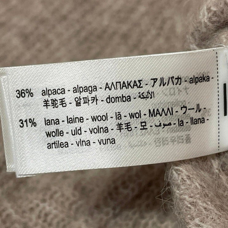NEW Zara Beige Long Raglan Sleeves Wool Ribbed Knit Relaxed Fit Sweater Top Sz M