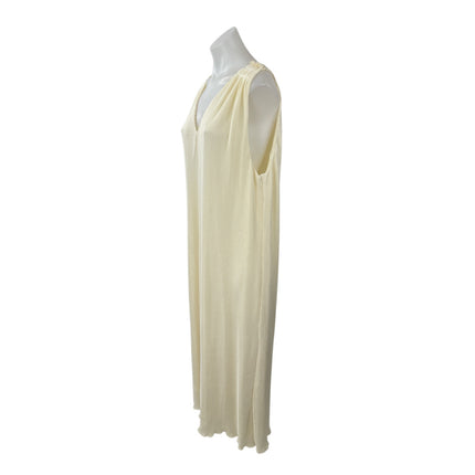 NEW Darling Women's Cream Ribbed V Neck Sleeveless Maxi Straight Slip Dress Sz S