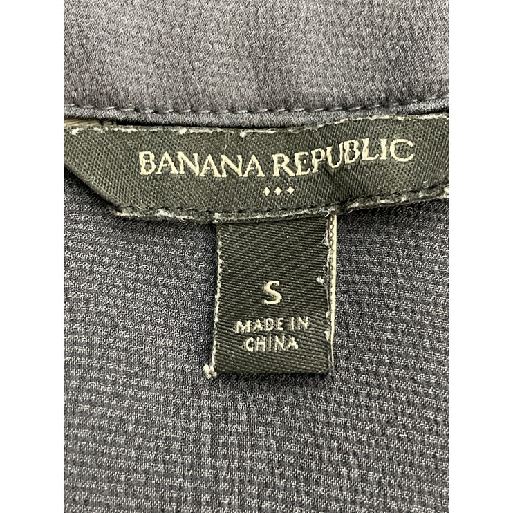 Banana Republic Black Silky Satin Flutter Sleeve Scoop Neck T-Shirt Blouse Top S