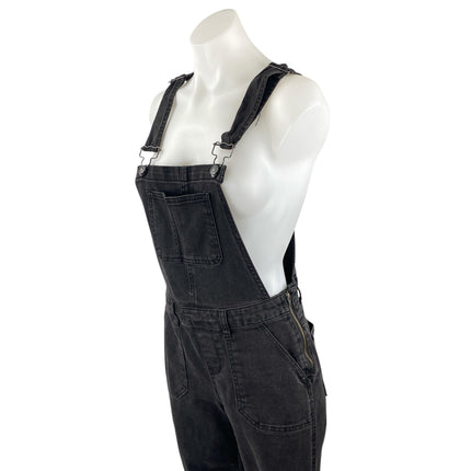 No Boundaries Black Denim Square Neck Sleeveless Overall Jumpsuit Romper Size S
