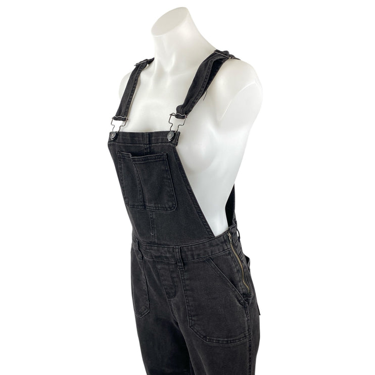 No Boundaries Black Denim Square Neck Sleeveless Overall Jumpsuit Romper Size S