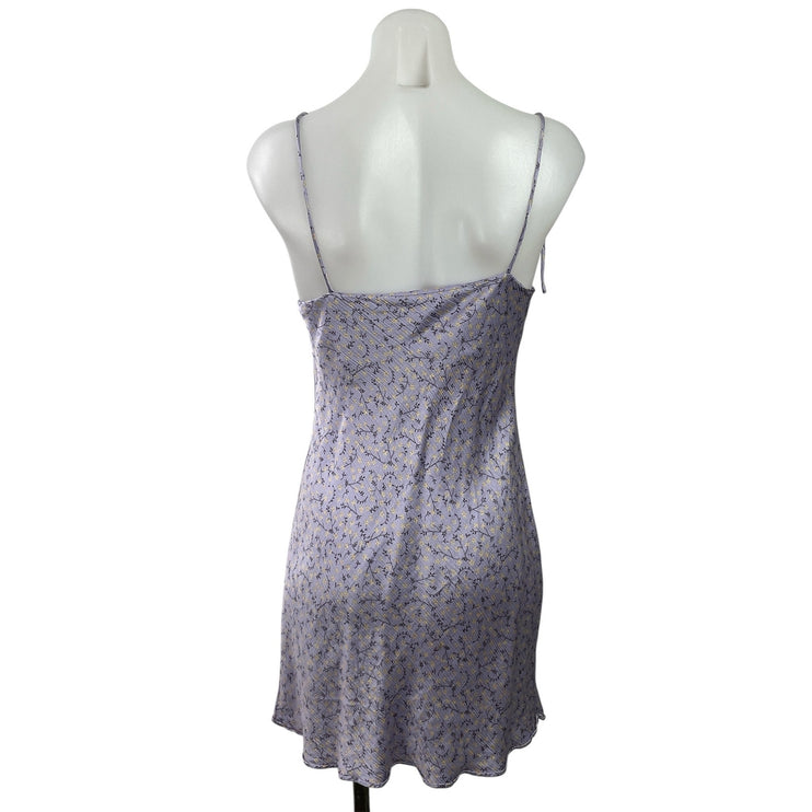 Zara Purple Floral Sleeveless Cami Camisole Tie Shoulder Mini Slip Dress Size S