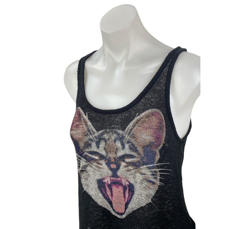 H&M Divided Black Graphic Print Scoop Neck Sleeveless Crop Cami Tank Top Size S
