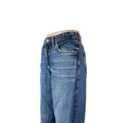 Zara Womens Blue High Waisted Relaxed Straight Mom Boyfriend Denim Jeans Pants 4