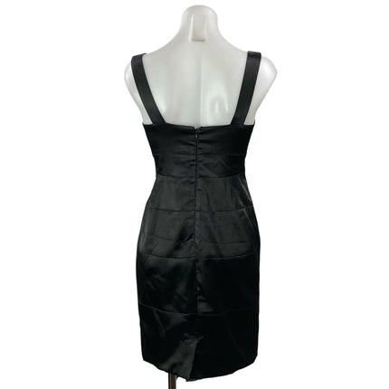 London Times Black Sleeveless Silk Satin Sweetheart Bandage Mini Bodycon Dress 4