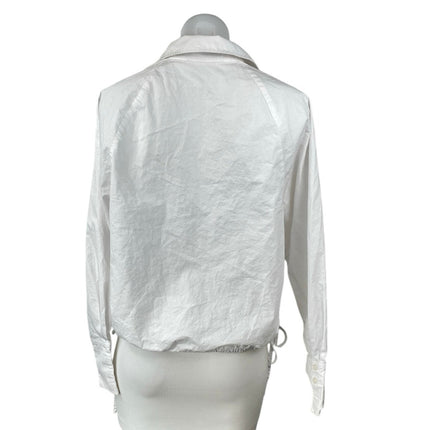 Hudson Women's White Long Sleeve Henley Button Collar Tie Hem Shirt Top Size S