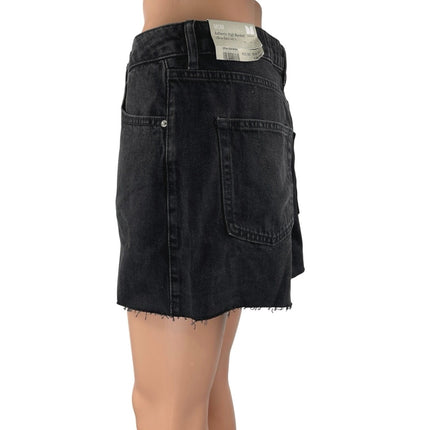 NEW Topshop Moto Women's Black High Waisted Mom Denim Jean Shorts Size 12