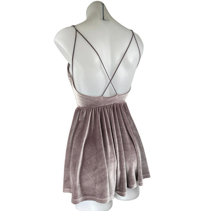 Silence + Noise Purple Velvet Velour Sleeveless Fit & Flare Mini Dress Size XS