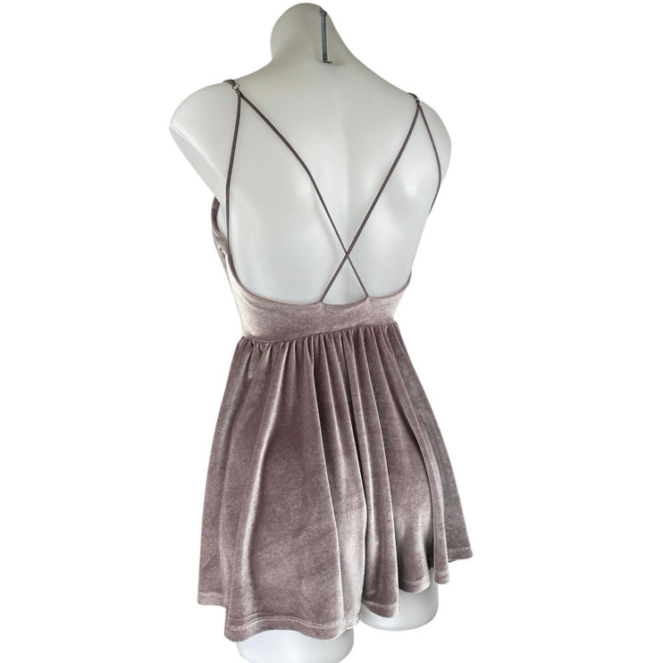 Silence + Noise Purple Velvet Velour Sleeveless Fit & Flare Mini Dress Size XS