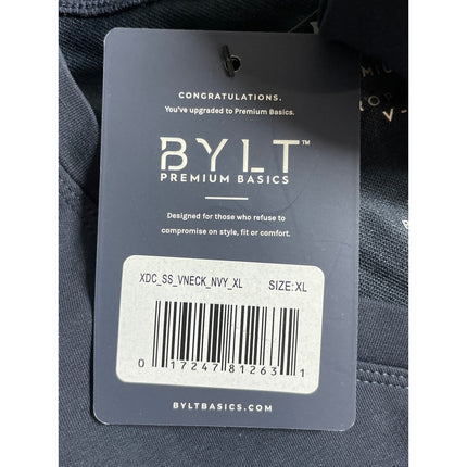 NEW BYLT Men's Blue V Neck Short Sleeve Premium Basic T Shirt Tee Top Size XL