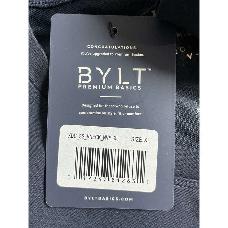 NEW BYLT Men's Blue V Neck Short Sleeve Premium Basic T Shirt Tee Top Size XL