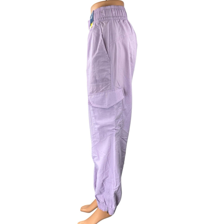 NEW Old Navy Active Womens Purple Elastic Waist Windbreaker Cargo Jogger Pants S