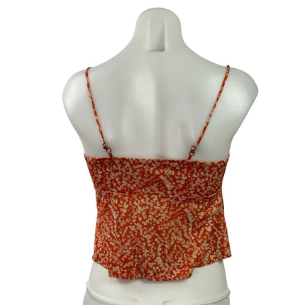 Anthropologie Orange Floral Sleeveless Twist Front Cami Camisole Tank Top Sz XXS