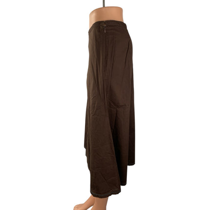 Linden Hill Brown Floral Embroidered Beaded Rhinestone A Line Midi Skirt Size 4