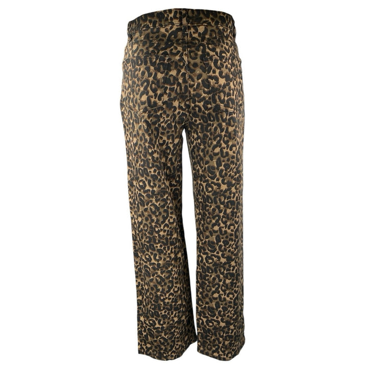 Project Rebel Tan Black Leopard High Waisted Wide Leg Baggy Trousers Pants Sz S