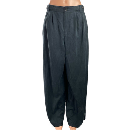 Madewell Womens Black Linen Blend Pleated Wide Leg Baggy Trousers Pants Size 10T